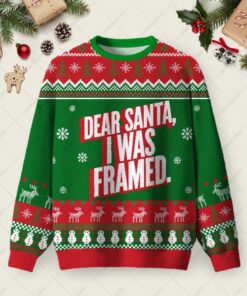 Dear Santa I Was Framed Ugly Christmas Fuzzy Fleece Sweatshirt