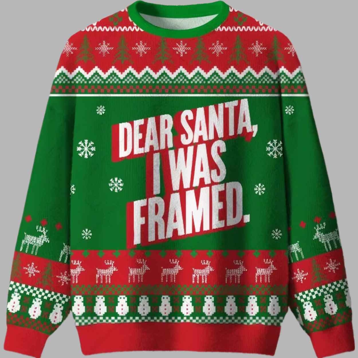 Alternative view of Dear Santa I Was Framed Ugly Christmas Sweater - gullprint.com