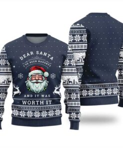 Alternative view of Dear Santa I've Been Naughty And It Was Worth It Ugly Christmas Sweater