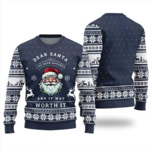 Alternative view of Dear Santa I've Been Naughty And It Was Worth It Ugly Christmas Sweater