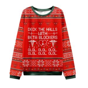 Alternative view of Deck The Halls With Beta Blockers Nurse Ugly Christmas Sweater - Grishko.com