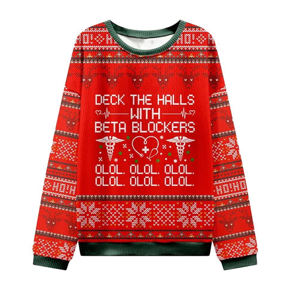 Alternative view of Deck The Halls With Beta Blockers Nurse Ugly Christmas Sweater - Grishko.com