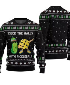 Alternative view of Deck The Halls With Pickleball Ugly Christmas Sweater 