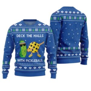 Deck The Halls With Pickleball Ugly Xmas Sweater - Grishko.com