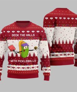 Deck the Halls with Pickleballs Ugly Xmas Sweater 