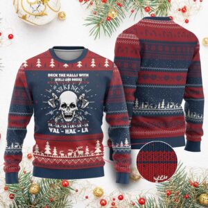 Deck The Halls With Skulls And Bodies Ugly Christmas Sweater - Grishko.com