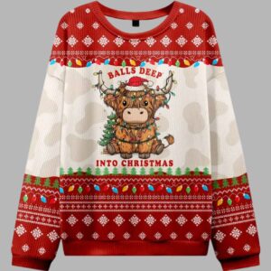 Alternative view of Deep In The Holiday Spirit With A Moo Christmas Ugly Sweater - gullprint.com