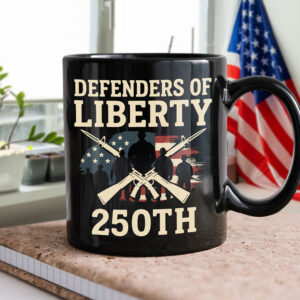 Alternative view of Defenders Of Liberty 250th Anniversary USA Black Mug HA75 897296