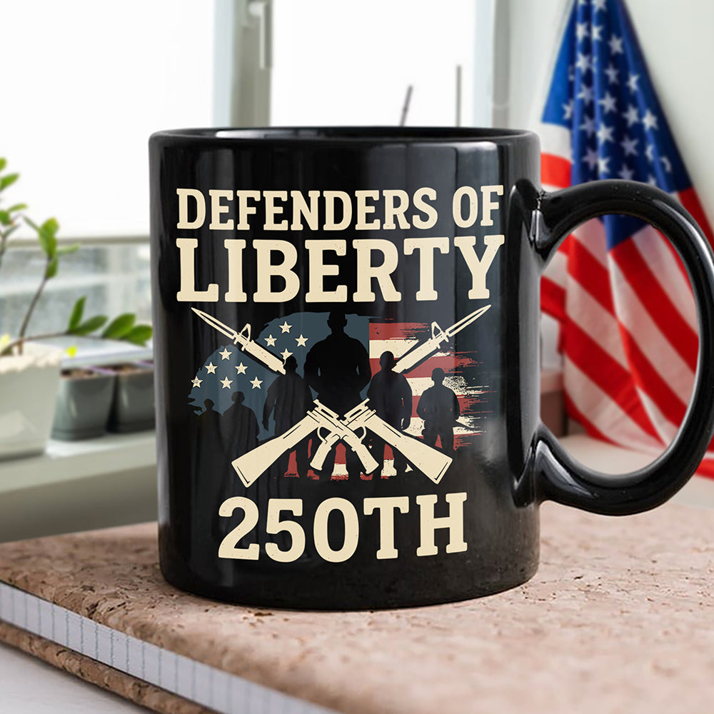 Alternative view of Defenders Of Liberty 250th Anniversary USA Black Mug HA75 897296
