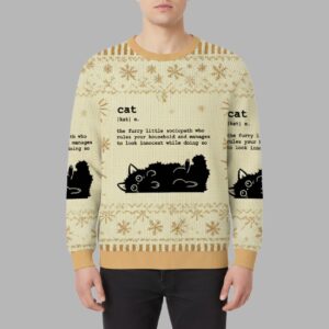 Alternative view of Definition Of Cat Funny Christmas Ugly Sweater - gullprint.com