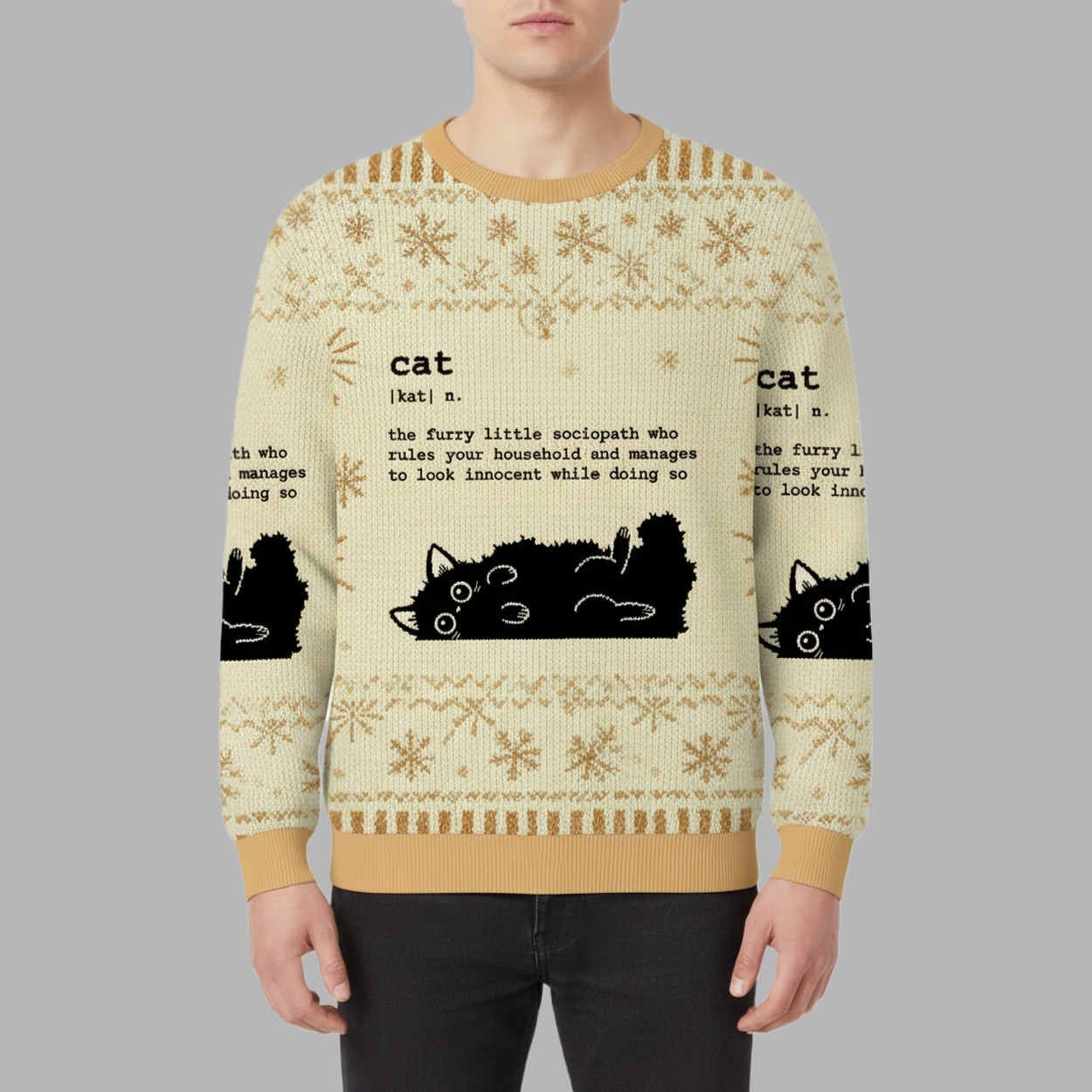 Alternative view of Definition Of Cat Funny Christmas Ugly Sweater - gullprint.com