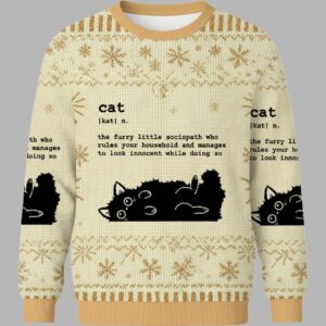 Definition Of Cat Funny Christmas Ugly Sweater - gullprint.com