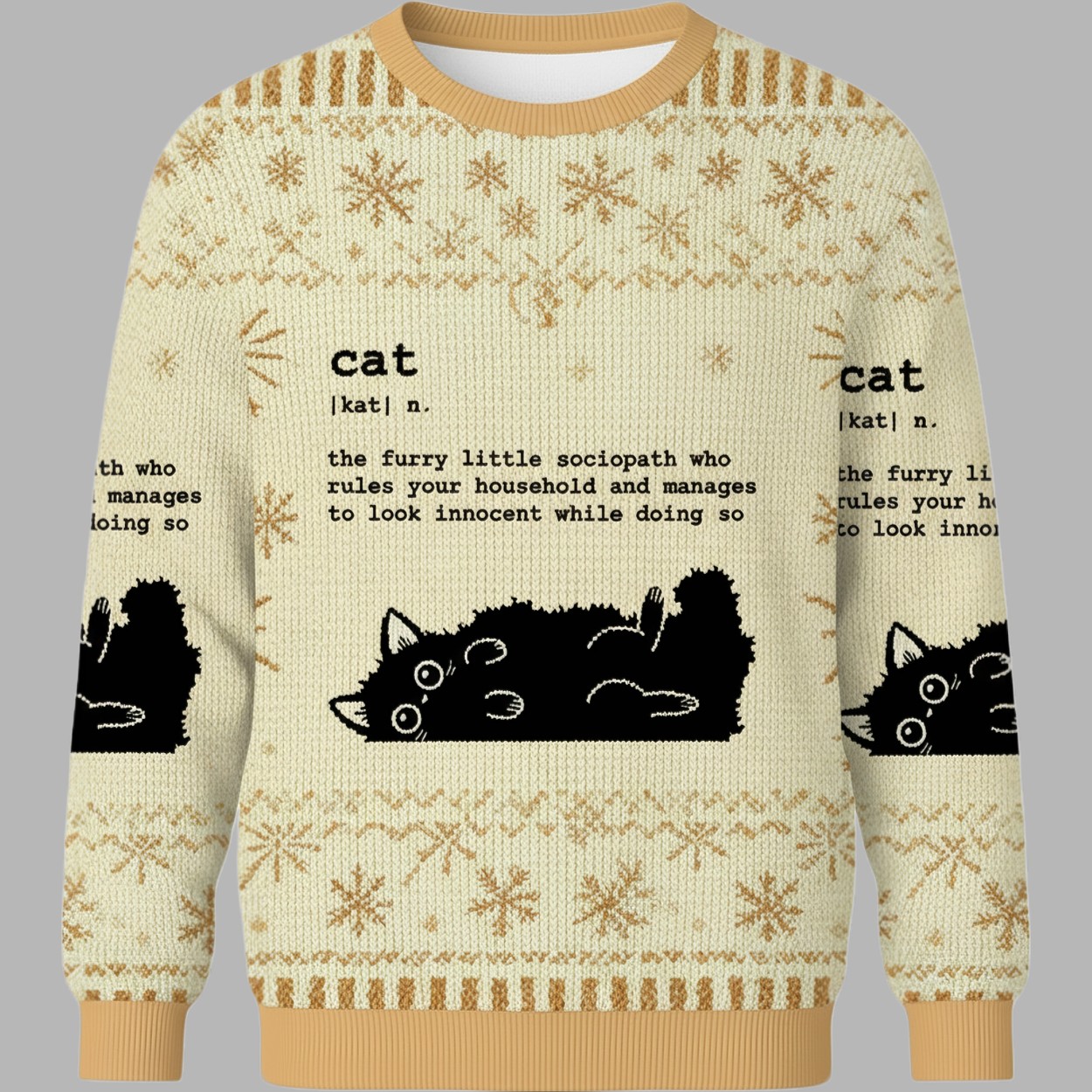 Definition Of Cat Funny Christmas Ugly Sweater - gullprint.com