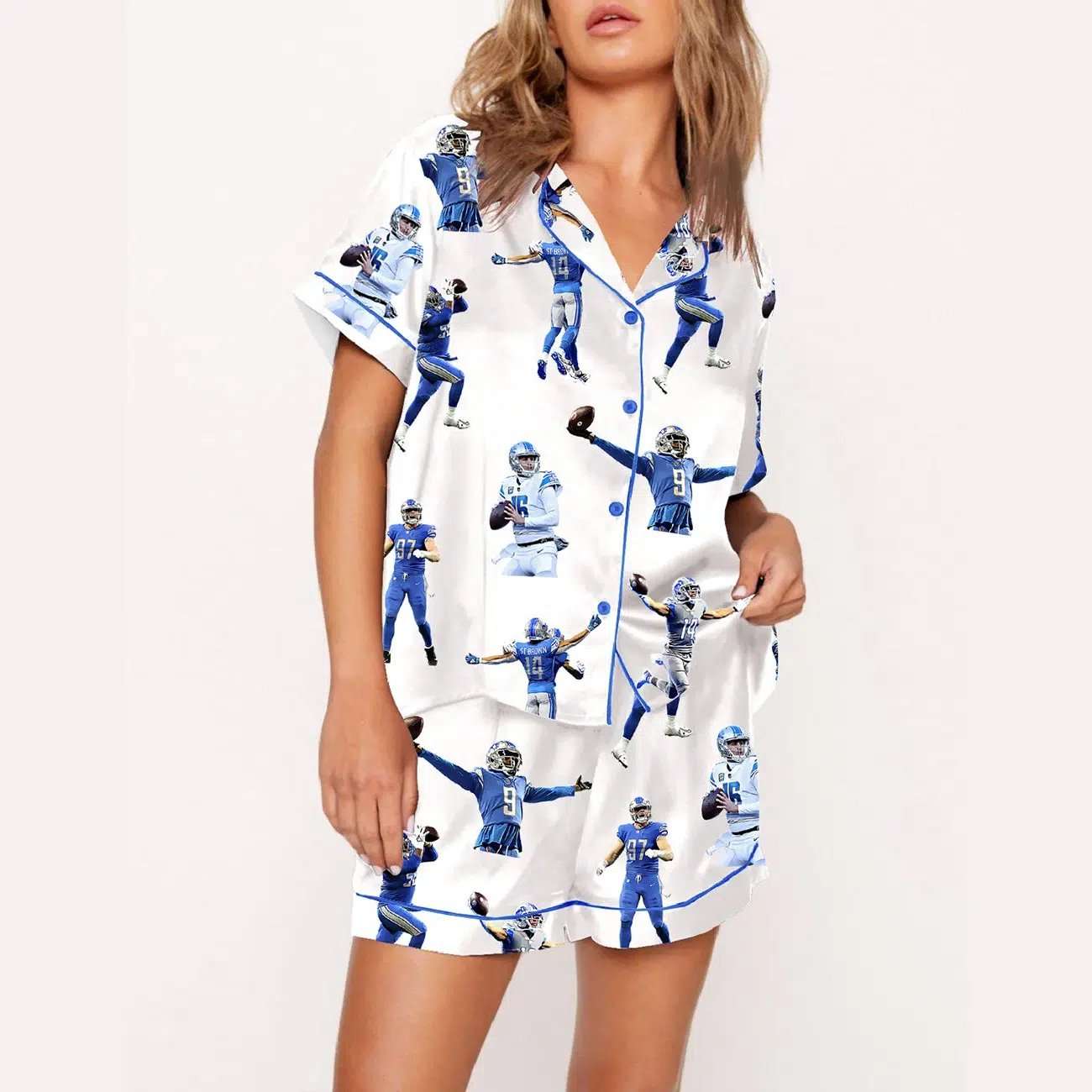 Alternative view of Detroit Football Fans Pajama Set