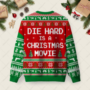 Alternative view of Die Hard is a Christmas Movie Ugly Christmas Fuzzy Fleece Sweatshirt
