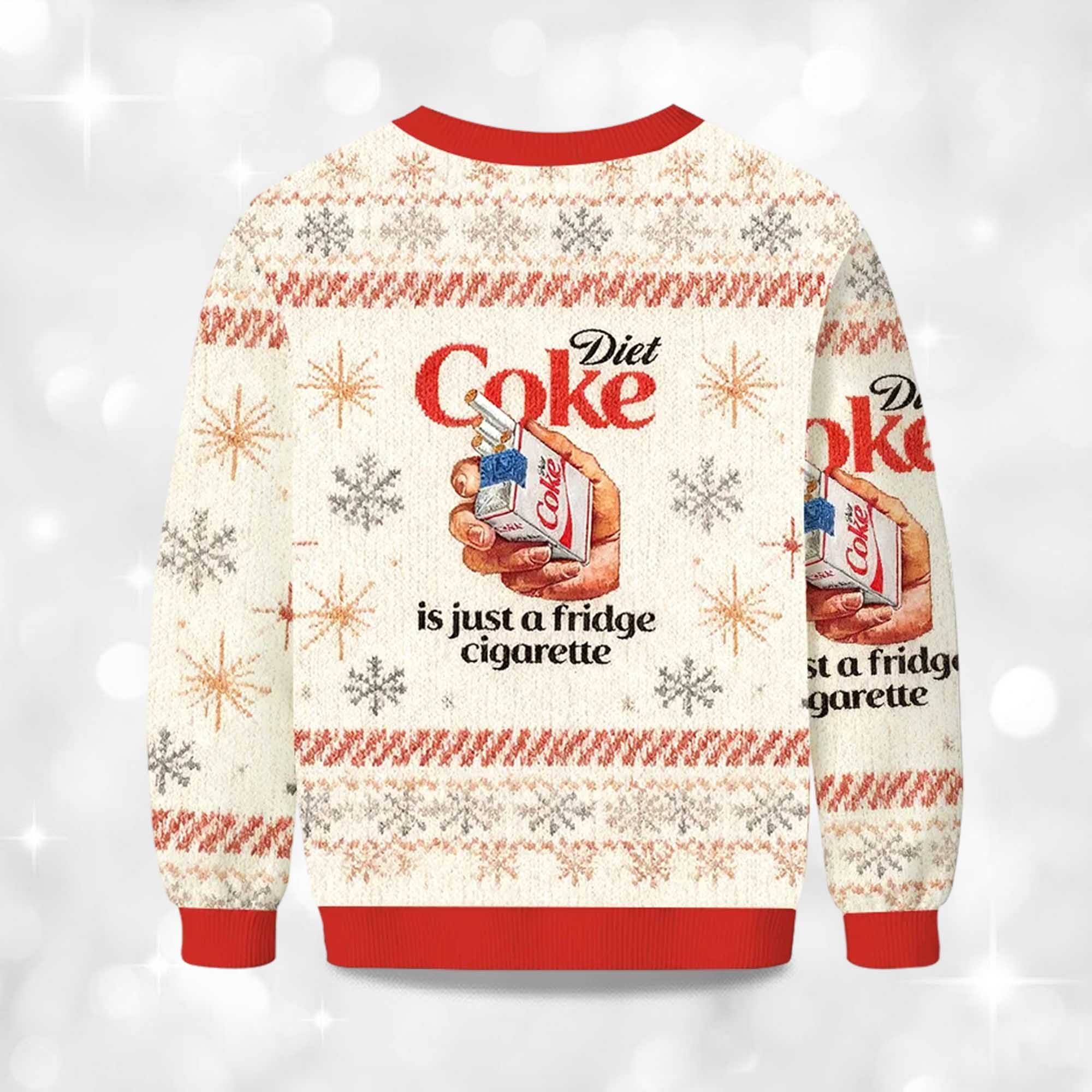 Alternative view of Diet Coke Is Just A Fridge Cigarette Christmas Ugly Sweater