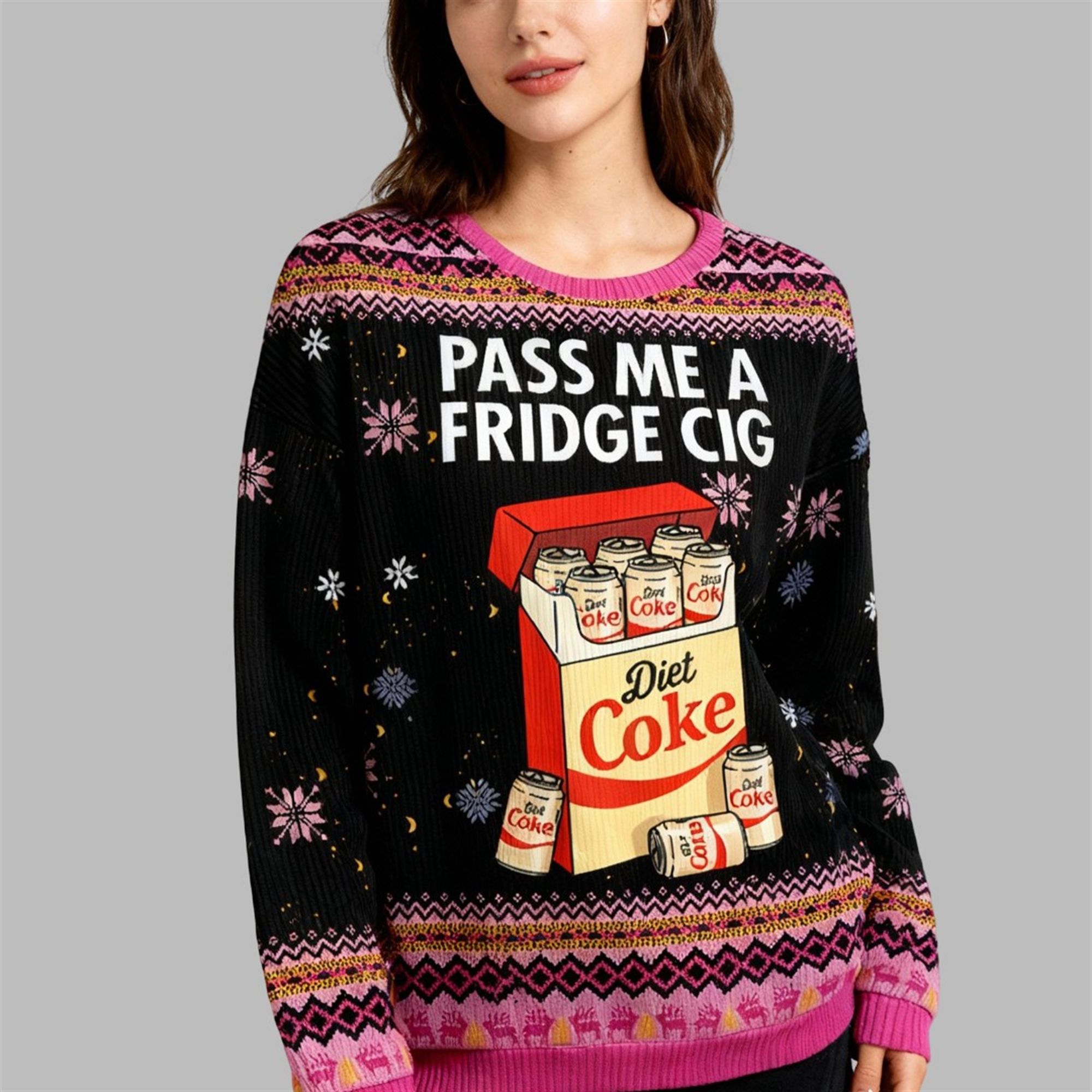 Alternative view of Diet Coke Pass Me A Fridge Cigarette Ugly Sweater 2025 Christmas - Grishko.com
