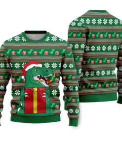 Dinasour Santa Ugly Christmas Sweater 