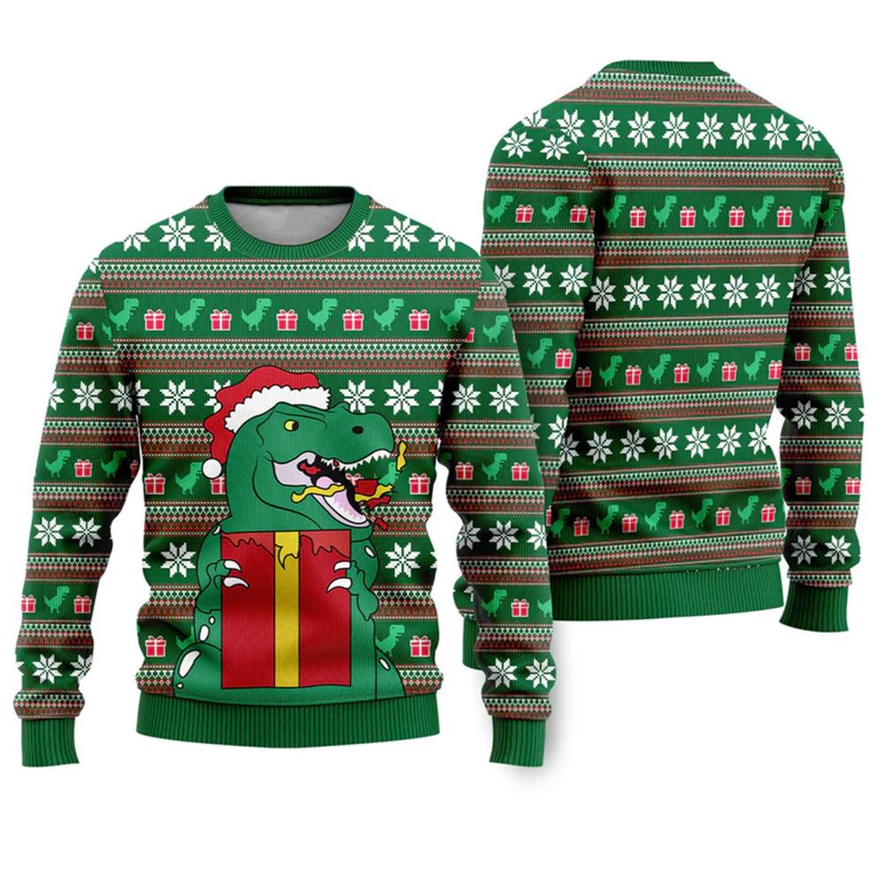 Dinasour Santa Ugly Christmas Sweater - Grishko.com