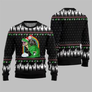 Alternative view of Dinosaur And Opossum Ugly Sweater 2025 Christmas - Grishko.com