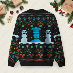 Alternative view of Doctor Who Black Ugly Christmas Fuzzy Fleece Sweatshirt