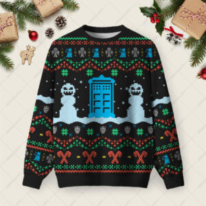 Doctor Who Black Ugly Christmas Fuzzy Fleece Sweatshirt