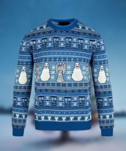 Doctor Who Tardis Angel Snowman Christmas Ugly Sweater 