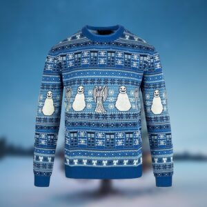 Doctor Who Tardis Angel Snowman Christmas Ugly Sweater - Grishko.com