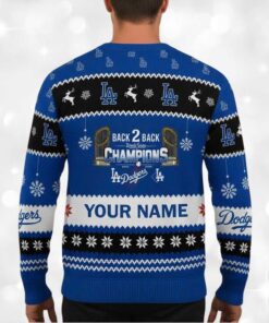 Alternative view of Dodger Back 2 Back World Series 2025 Champions Christmas Ugly Sweater