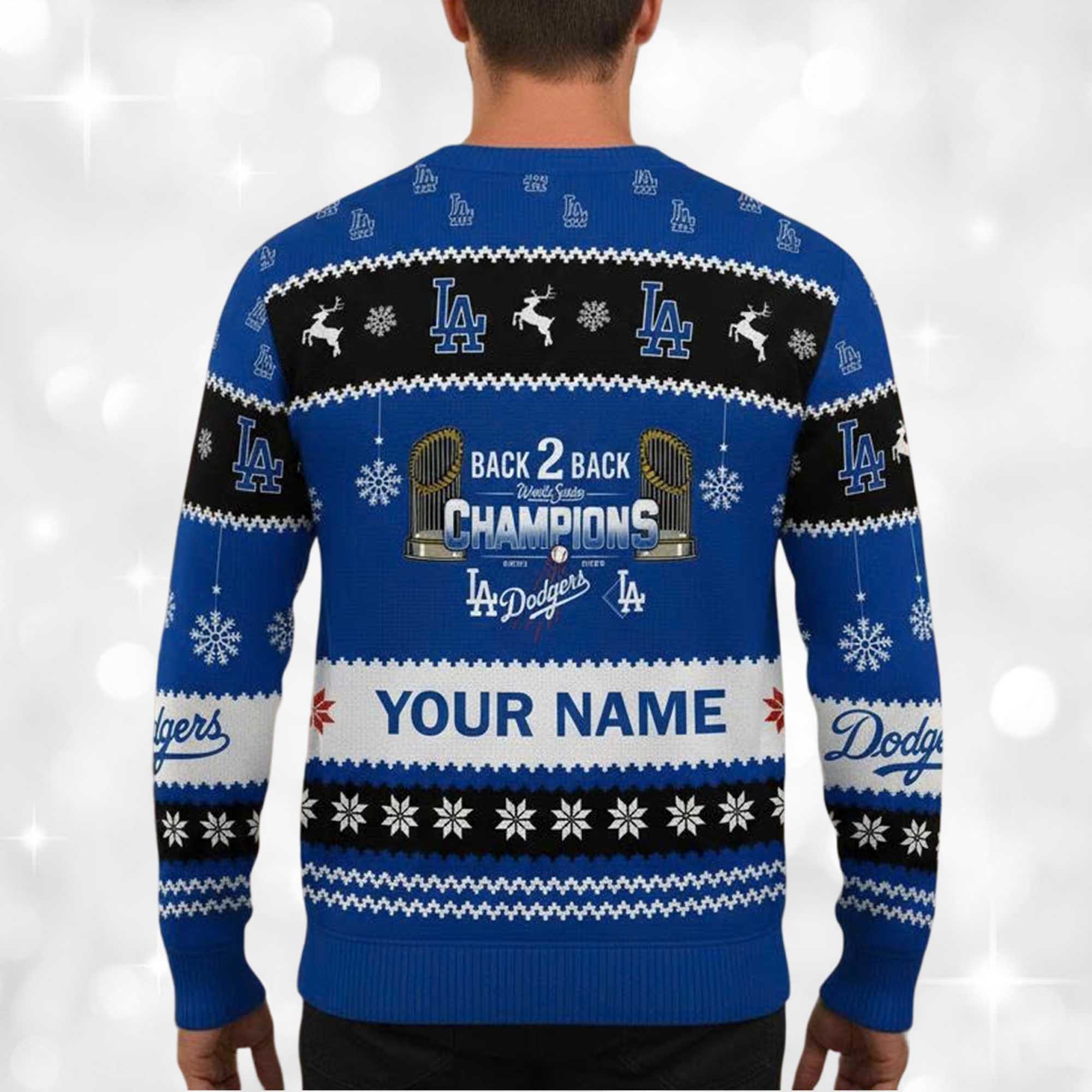 Alternative view of Dodger Back 2 Back World Series 2025 Champions Christmas Ugly Sweater