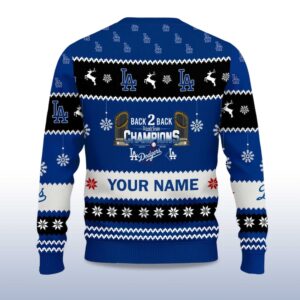 Alternative view of Dodgers Back To Back World Series 2025 Champions Ugly Christmas Sweater