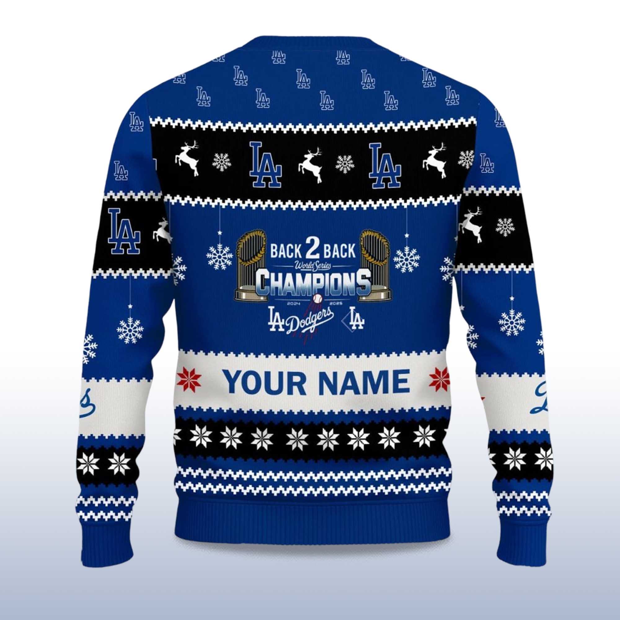 Alternative view of Dodgers Back To Back World Series 2025 Champions Ugly Christmas Sweater