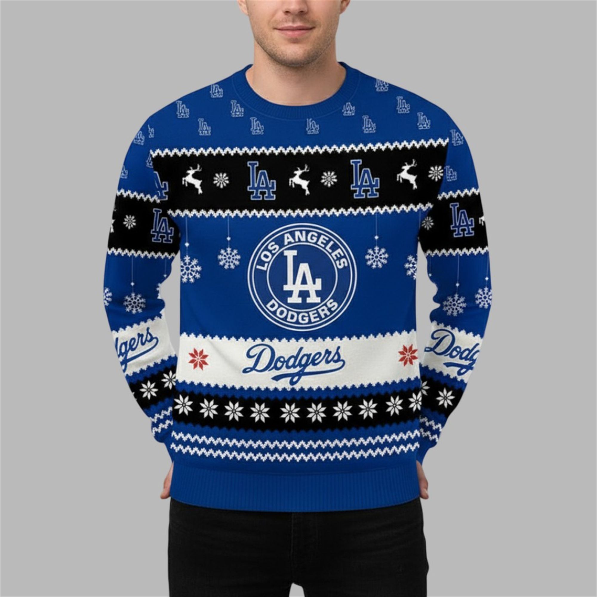 Alternative view of Dodgers World Series 2025 Back To Back Ugly Sweater - Grishko.com