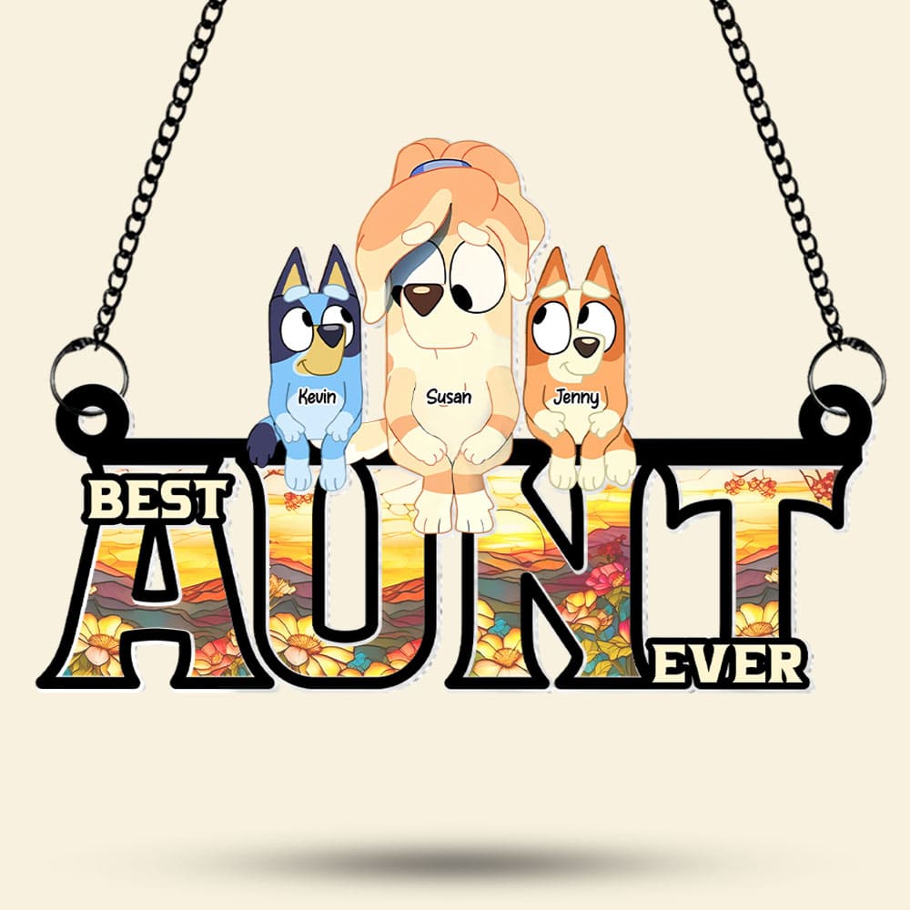 Alternative view of Dog Aunt Suncatcher Ornament - Personalized Gifts For Aunt 022ohti100425