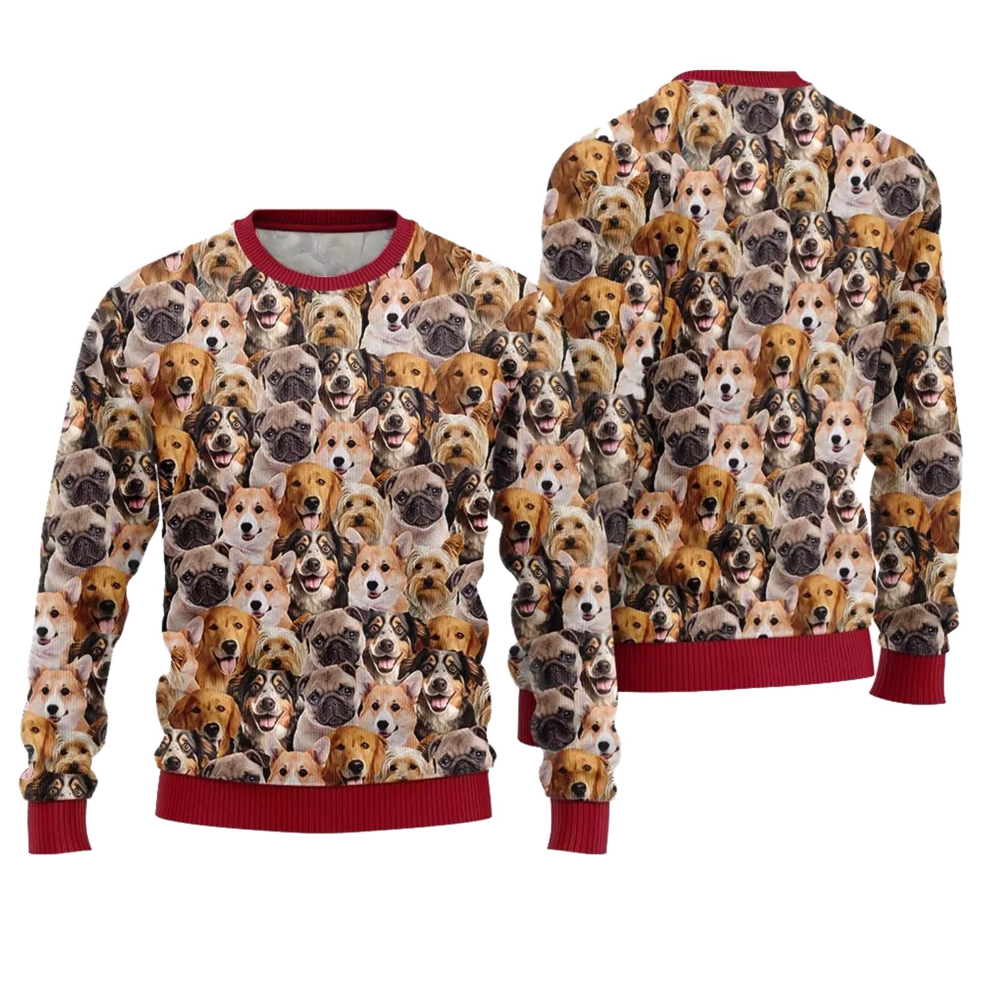 Dog Faces Ugly Christmas Sweater - Grishko.com