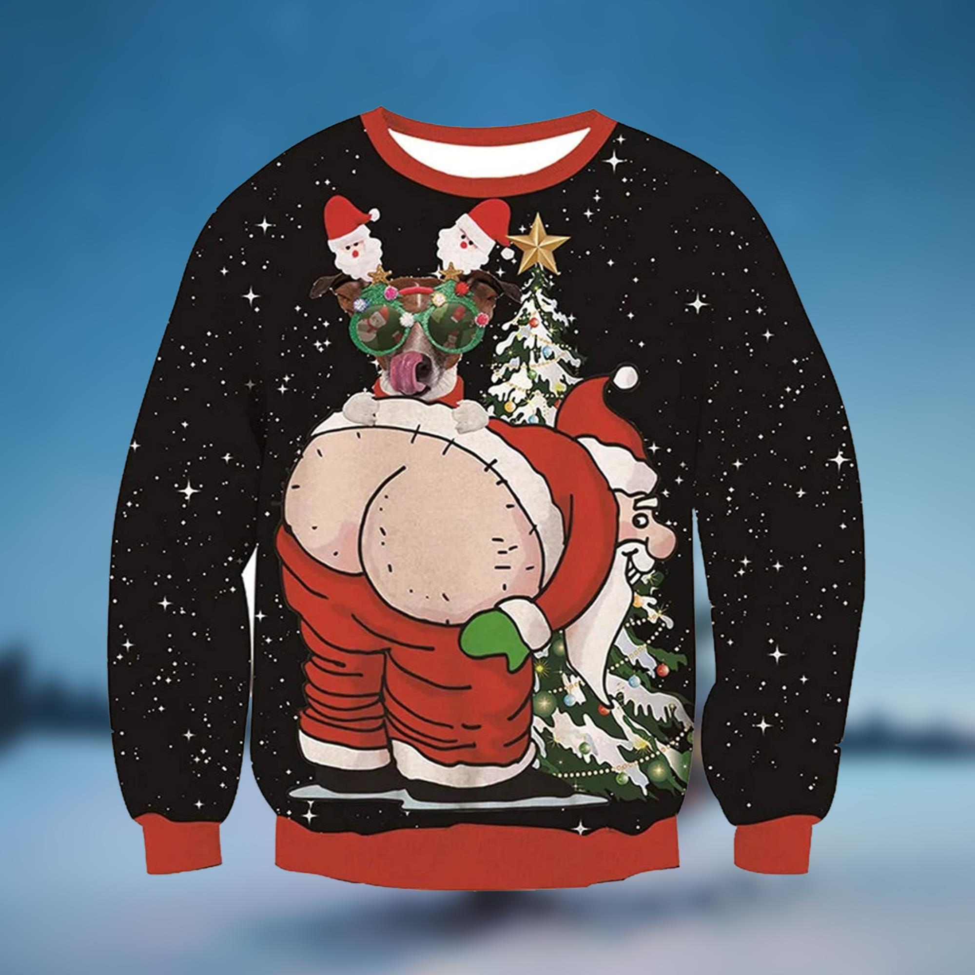 Dog Santa Ass Ugly Christmas Sweater - Grishko.com