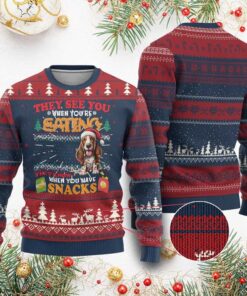 Dog They See You When You're Eating They Know When You Have Snack Ugly Christmas Sweater 