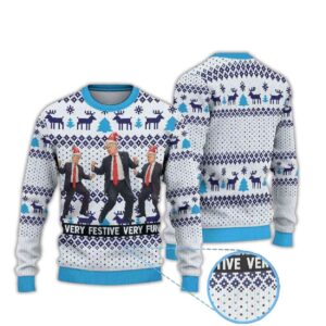 Donald Trump Dancing Santa Hat Very Festive Very Fun Ugly Christmas Sweater
