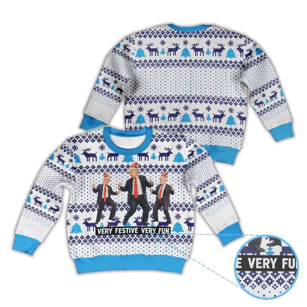 Alternative view of Donald Trump Dancing Santa Hat Very Festive Very Fun Ugly Christmas Sweater