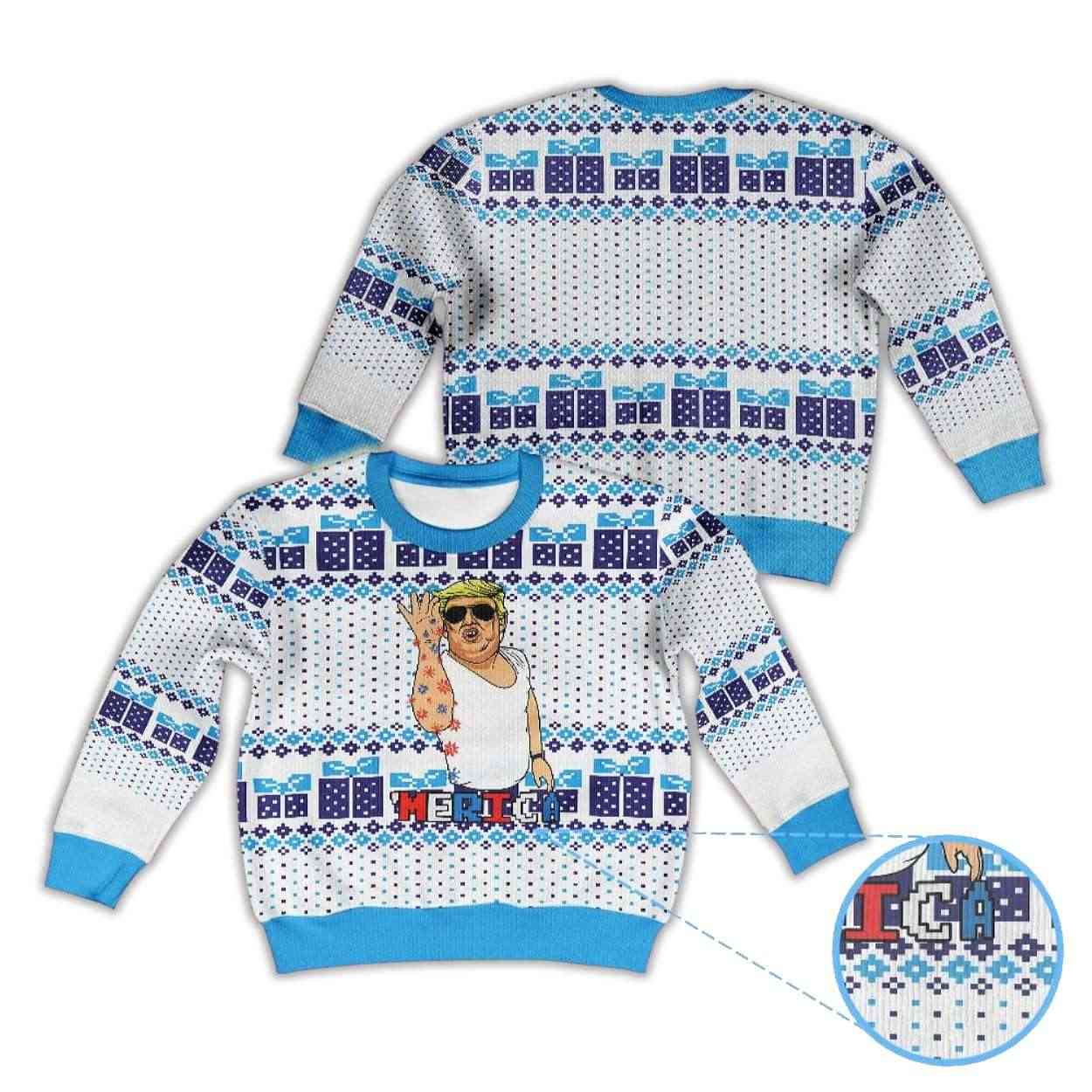 Alternative view of Donald Trump Tattoo Sleeveless Merica Ugly Christmas Sweater