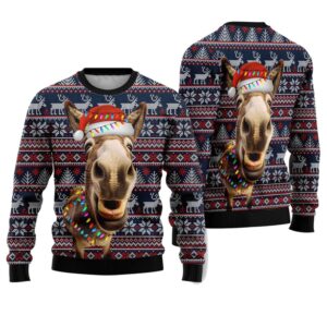 Donkey Funny Colorful Light Funny Ugly Christmas Sweater - Grishko.com