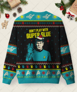 Alternative view of Don't Play With Super Glue Christmas Fuzzy Fleece Sweatshirt