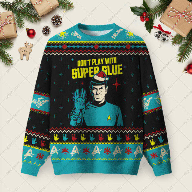 Don't Play With Super Glue Christmas Fuzzy Fleece Sweatshirt