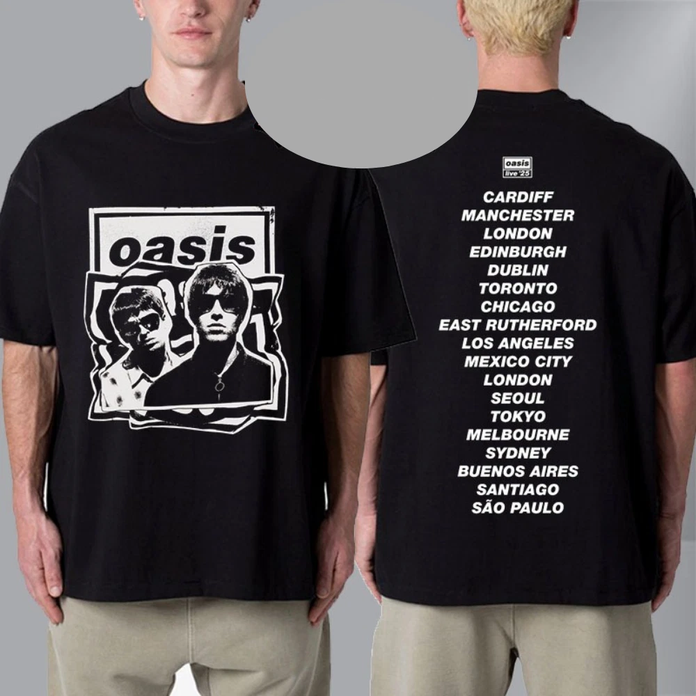 Oasis Live 25 World Tour Live '25 Cut Out Photo Cities Tour Unisex T-Shirt