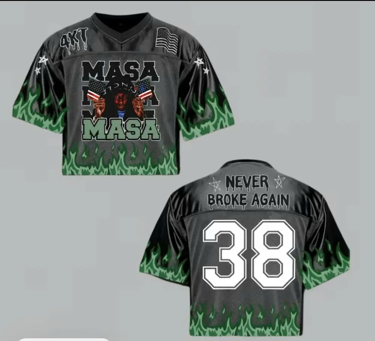 Youngboy Football Croptop Jersey, Masa Tour 2025 Rapper Inspired Concert Outfit