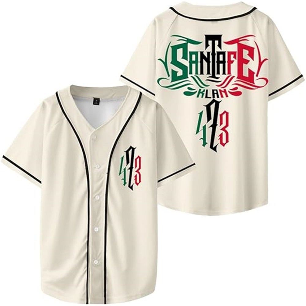 Santa Fe Klan 473 Tour Merch Baseball Jersey V-Neck Fashion Casul Streetwear Hip Hop Tops - Image 9