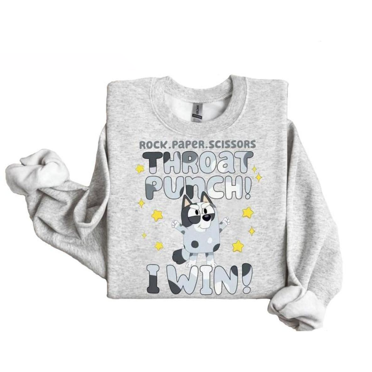 Bluey throat punch i win muffin metal limited edition sweatshirt, trendy design, personalized sweater