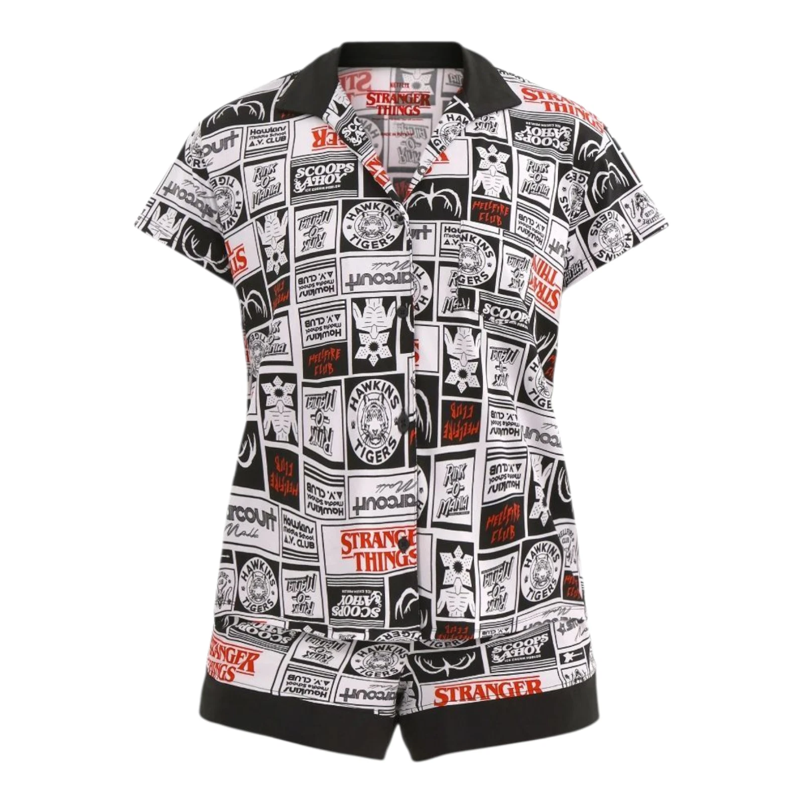 Stranger Things pajamas set light weight short sleeves with shorts