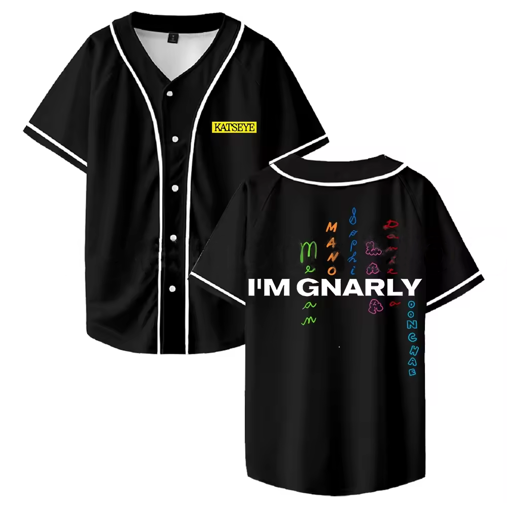 Kpop Katseye Gnarly Baseball Jersey 2025 Beautiful Chaos Album Short Sleeve Button-up Shirts, Custom Color - Image 4
