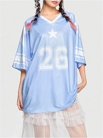 Women's Jersey Shirts Y2K Graphic Tees Streetwear Cute Football Jerseys Oversized T-Shirt Tops - Image 8